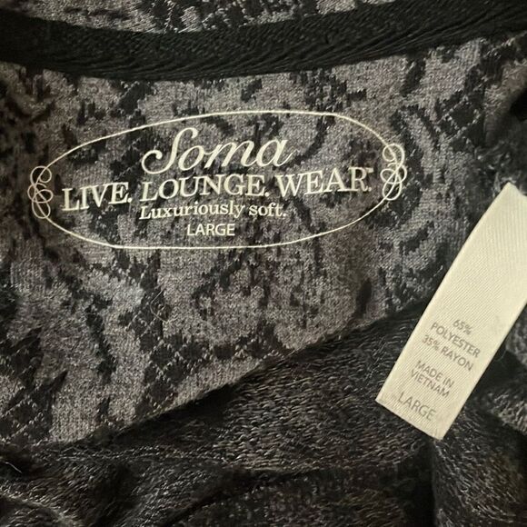 Soma Lounge Wear Floral Lace Print Single Button Lounge Blazer sz L - Picture 7 of 7